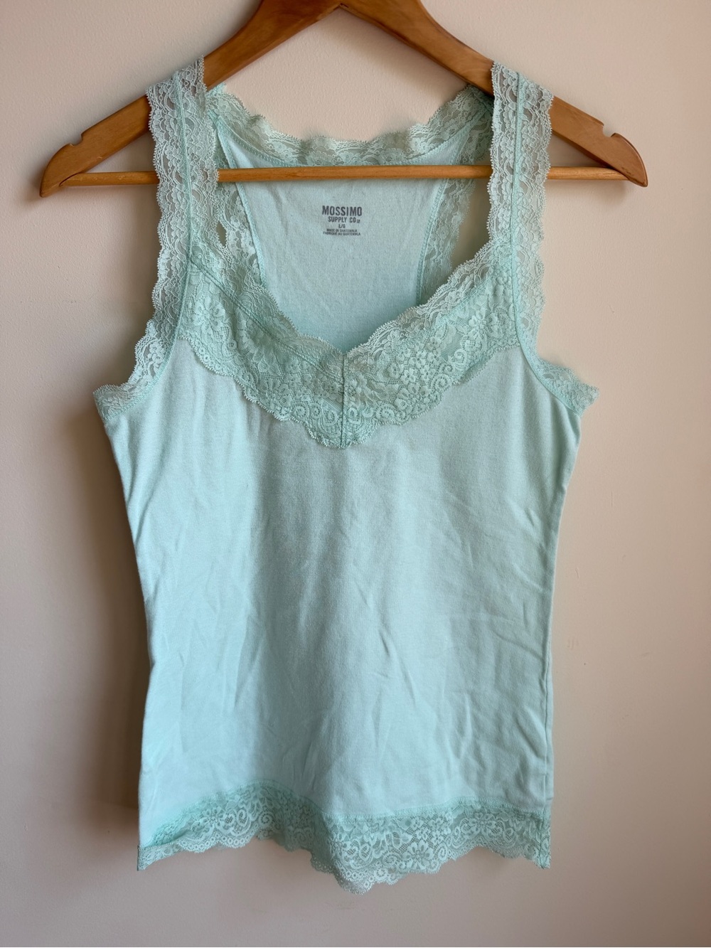 Mossimo Y2K Lace Trimmed Racerback Tank Top Mint Green Womens L